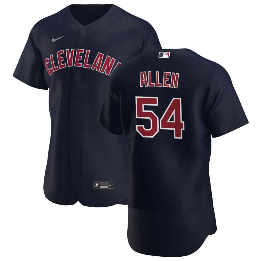 Cleveland Indians #54 Logan Allen Men Nike Navy Alternate 2020 Authentic Player MLB Jersey